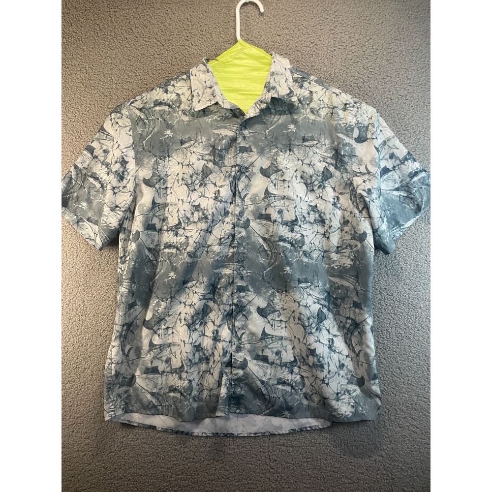 Guy Harvey ‎ Men's XL Water Resistant Swordfish Short Sleeve Shirt GRAY